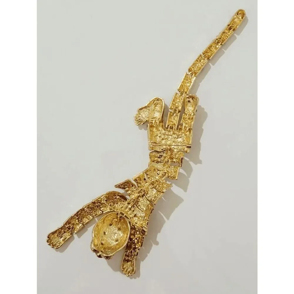 🐯 ✨ Rhinestones Crouching Tiger Bendable Design Blingy Statement Brooch NEW